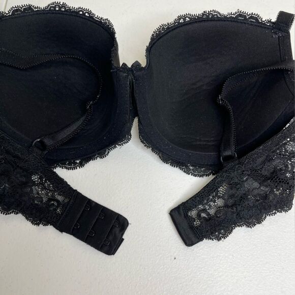 Victorias Secret Dream Angels Black Lined Demi Lace Trim Bra Women 32DD / 32E - Picture 14 of 15